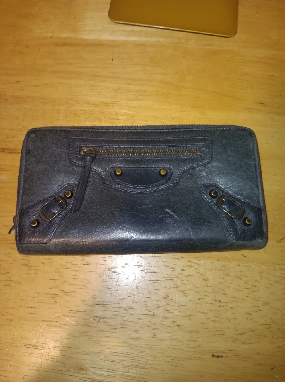 Balenciaga Black Leather Zip Continental Wallet
